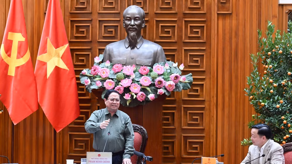 Thủ tướng Chính phủ Phạm Minh Chính phát biểu ý kiến kết luận cuộc họp. (Ảnh: Trần Hải)