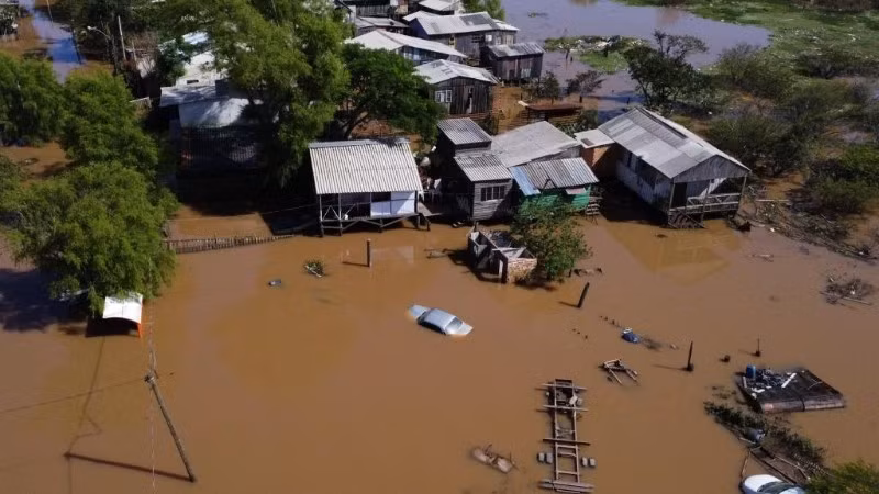 Ảnh minh họa: Khu vực bị ngập lụt ở Canoas, Rio Grande do Sul, Brazil, ngày 24/11/2023. (Ảnh: Tân Hoa Xã)