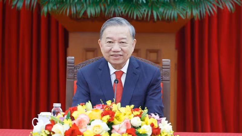 Tổng Bí thư Tô Lâm tại điện đàm. (Ảnh: TTXVN)