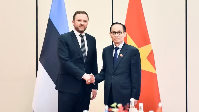 Bộ trưởng Ngoại giao Lê Hoài Trung và Bộ trưởng Ngoại giao Estonia Margus Tsahkna. (Ảnh: Bộ Ngoại giao)