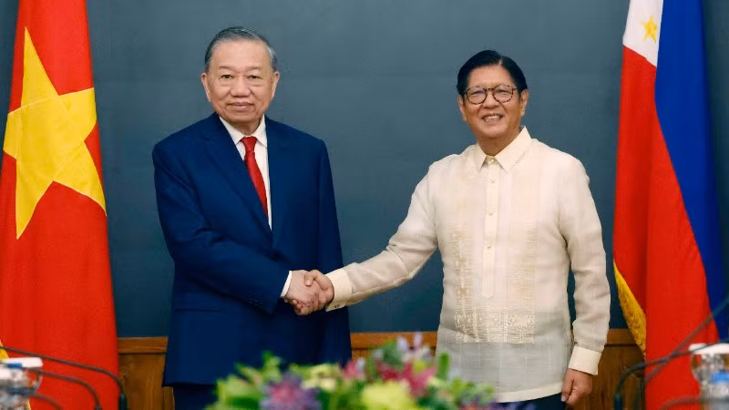 Tổng Bí thư, Chủ tịch nước Tô Lâm và Tổng thống Philippines Ferdinand Romualdez Marcos Jr. hội đàm cấp Nhà nước, tại thủ đô Manila, ngày 1/6/2026. (Ảnh: TTXVN)