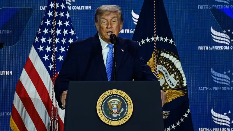Tổng thống Mỹ Donald Trump phát biểu tại Washington, D.C. (Ảnh: AA/TTXVN)