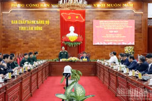 Đại tướng Nguyễn Tân Cương thăm, làm việc với Ban Thường vụ Tỉnh ủy và cán bộ chủ chốt tỉnh Lâm Đồng.