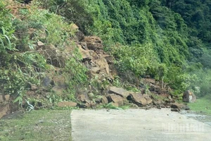 Sạt lở trên đường Hồ Chí Minh nhánh tây đi qua địa phận tỉnh Quảng Trị chiều 5/11/2025.