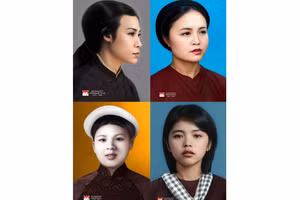 4 nữ Anh hùng-Liệt sĩ Công an nhân dân đầu tiên của nước ta được phục dựng lại ảnh.