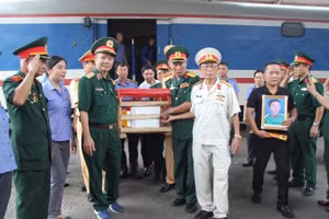 Mỗi chuyến tàu chở hài cốt liệt sĩ là hành trình đưa những người con đã hiến dâng tuổi xuân, xương máu cho Tổ quốc trở về trong vòng tay của gia đình, đồng đội và quê hương sau bao năm chờ đợi. (Ảnh: VNR)
