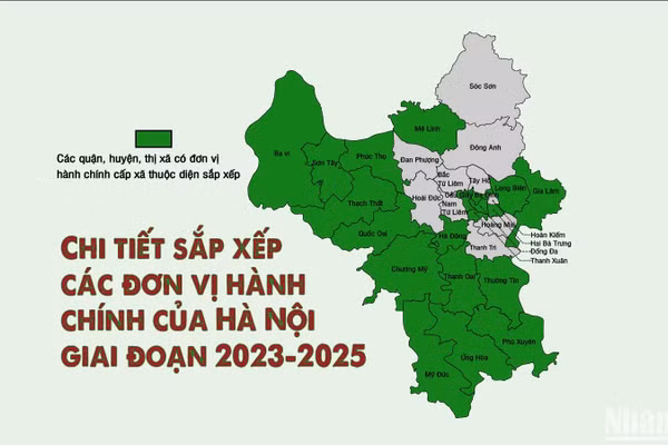 [Infographic] Chi tiết sắp xếp đơn vị hành chính cấp xã của Hà Nội giai đoạn 2023-2025