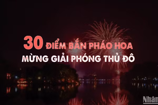 [Infographic] Chi tiết 30 điểm bắn pháo hoa mừng Ngày Giải phóng Thủ đô
