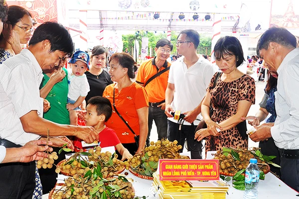 Quảng bá trái nhãn lồng Hưng Yên đến người tiêu dùng trên cả nước. Ảnh: HUY TƯỞNG