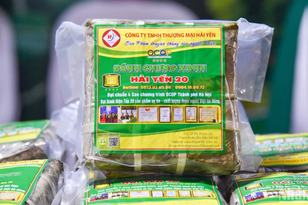 Bánh chưng xanh Hải Yến, Sóc Sơn, Hà Nội, sản phẩm OCOP 4 sao. (Ảnh: NHẬT QUANG)