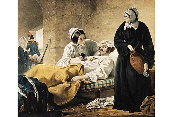 Tranh minh họa bà Florence Nightingale chăm sóc bệnh nhân. Nguồn: THE TIMES