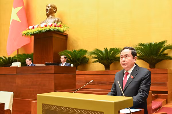 Chủ tịch Quốc hội Trần Thanh Mẫn phát biểu bế mạc Kỳ họp thứ 7, Quốc hội khóa XV. (Ảnh: DUY LINH)