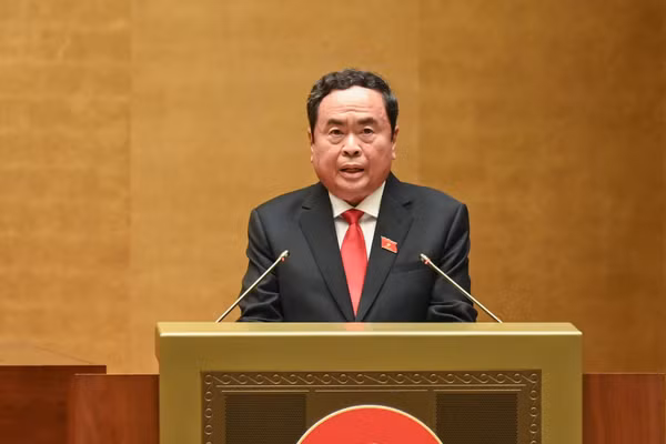 Đồng chí Trần Thanh Mẫn, Chủ tịch Quốc hội tuyên thệ nhậm chức. (Ảnh: LINH KHOA) 