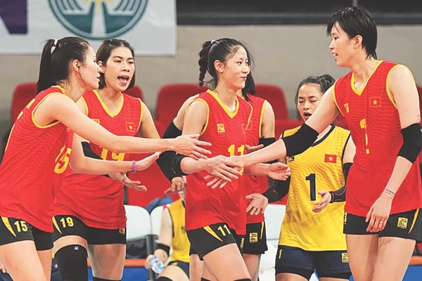 Chiều cao trung bình của Đội tuyển bóng chuyền nữ Việt Nam là 1m80. Ảnh: AVC