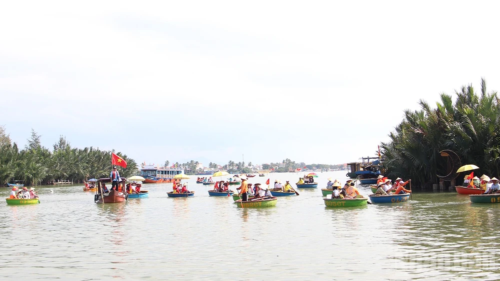 Rừng dừa Bảy Mẫu Cẩm Thanh với hình ảnh du lịch sinh thái sông nước đặc trưng.