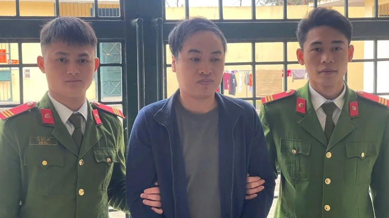 Đối tượng Nguyễn Văn Ngọc tại cơ quan công an.