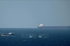 Tàu chở dầu tại Eo biển Hormuz ở ngoài khơi vùng biển Khasab (Oman). (Ảnh: TTXVN)
