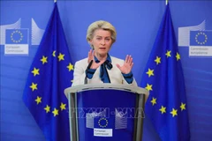 Chủ tịch Ủy ban châu Âu Ursula von der Leyen phát biểu tại Strasbourg, Pháp. (Ảnh: THX/TTXVN)