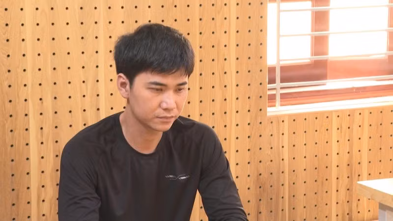 Đối tượng Đoàn Quốc Thái tại cơ quan điều tra.