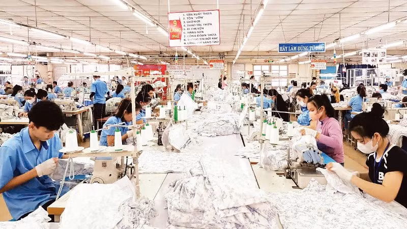 Sản xuất hàng may mặc xuất khẩu tại Tổng công ty cổ phần Dệt may Hòa Thọ.