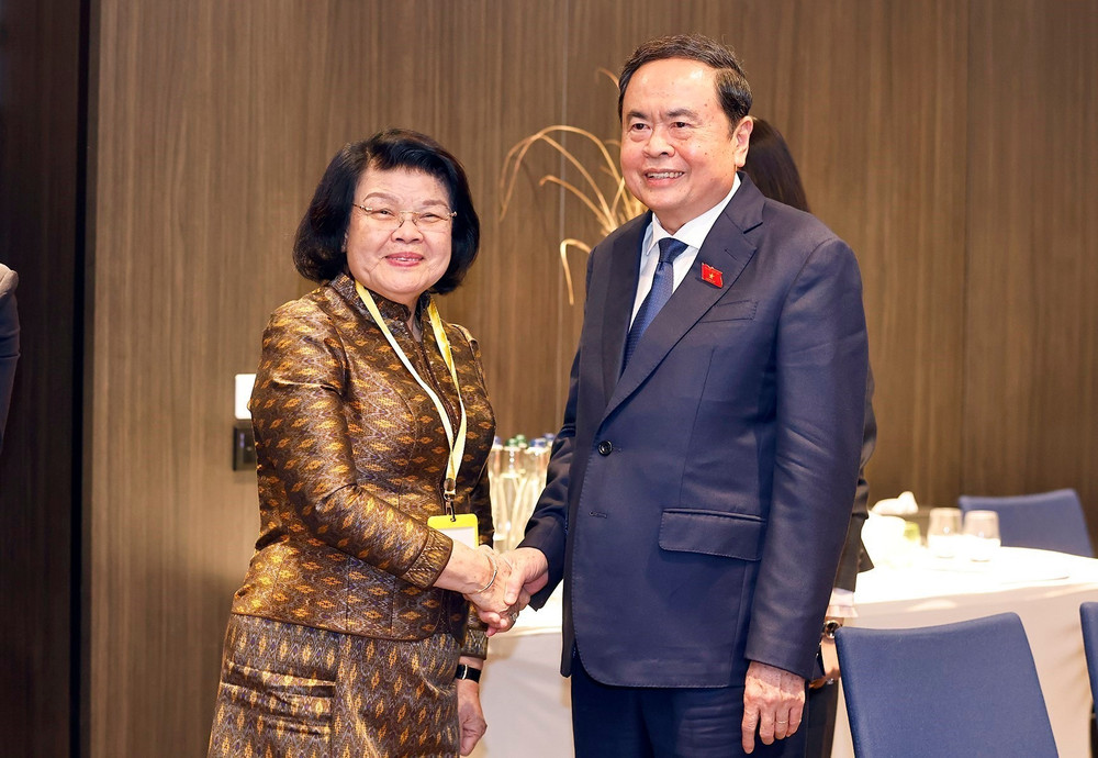 Chủ tịch Quốc hội Trần Thanh Mẫn hội kiến Chủ tịch Quốc hội Campuchia Samdech Maha Rathsapheathika Thipadei Khuon Sudary. (Ảnh: TTXVN) vna-potal-chu-tich-quoc-hoi-tran-thanh-man-hoi-kien-chu-tich-quoc-hoi-campuchia-8178564.jpg