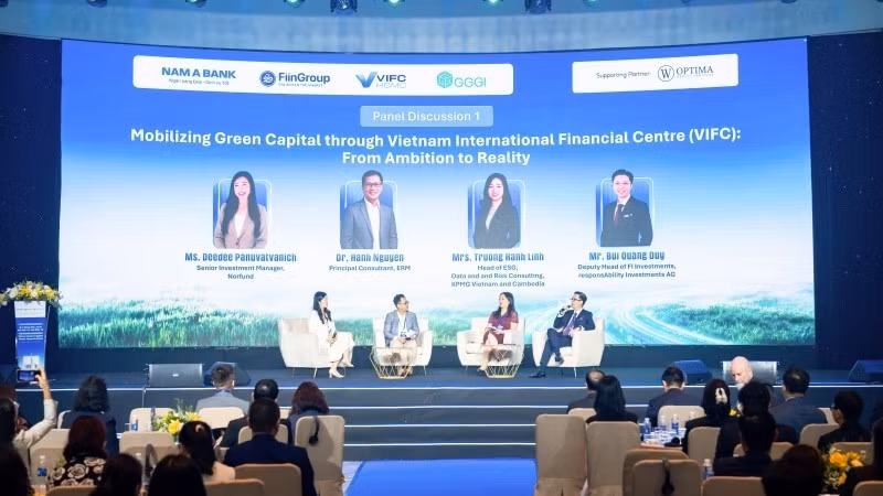 Quang cảnh Hội nghị Tài chính xanh Việt Nam 2026 với chủ đề “Nơi dòng vốn xanh kết nối cơ hội đầu tư”. (Ảnh: Ban tổ chức)