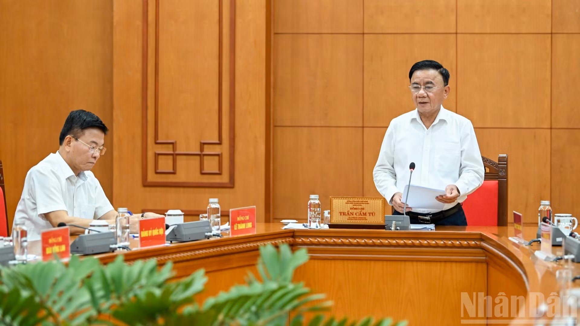 Thường trực Ban Bí thư Trần Cẩm Tú phát biểu kết luận cuộc làm việc. (Ảnh: DUY LINH)