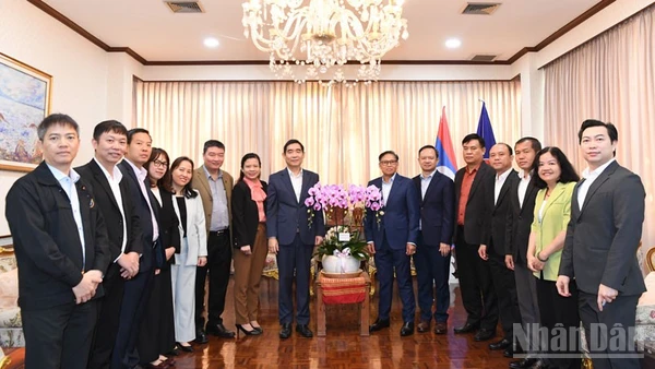 Các cơ quan đại diện Việt Nam tại Thái Lan chúc mừng về thành công của Đại hội XII của Đảng Nhân dân Cách mạng Lào. (Ảnh: MINH THẮNG)