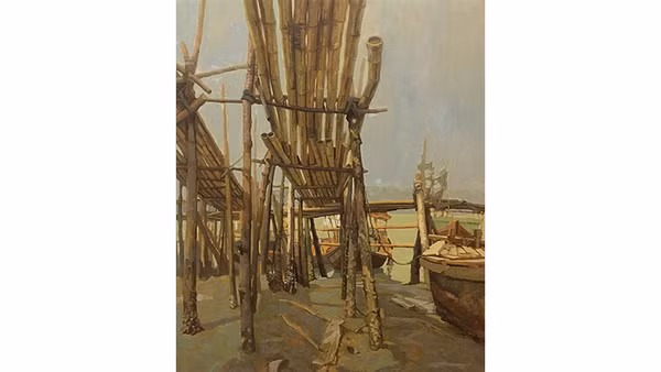 Phạm Xuân Trung, Khi nước nghỉ, sơn dầu.