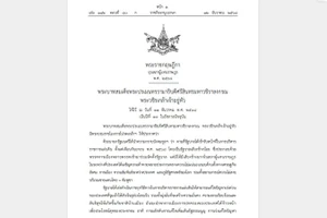 Sắc lệnh Hoàng gia về giải tán Hạ viện do Công báo Hoàng gia Thái Lan công bố ngày 12/12.