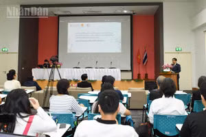 Hội thảo học thuật “Hướng tới kỷ niệm 50 năm thiết lập quan hệ ngoại giao Việt Nam-Thái Lan: Kết nối nhân dân và giao lưu văn hóa”. (Ảnh: MINH THẮNG)