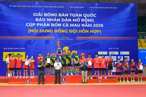 Giải bóng bàn toàn quốc Báo Nhân Dân mở rộng 2026 khép lại với chiến thắng của đoàn Quân đội 1. Ảnh: Thế Đại