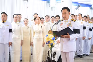 Ông Anutin Charnvirakul phát biểu sau khi tiếp nhận Sắc lệnh Hoàng gia. (Ảnh: Văn phòng Thủ tướng Thái Lan)