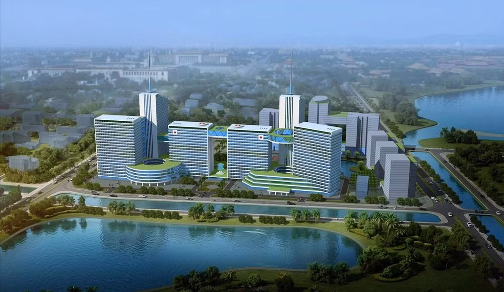 Phối cảnh Khu phức hợp y tế - Chăm sóc sức khỏe người cao tuổi - Đại học Y Hà Nội. Ảnh: Handico