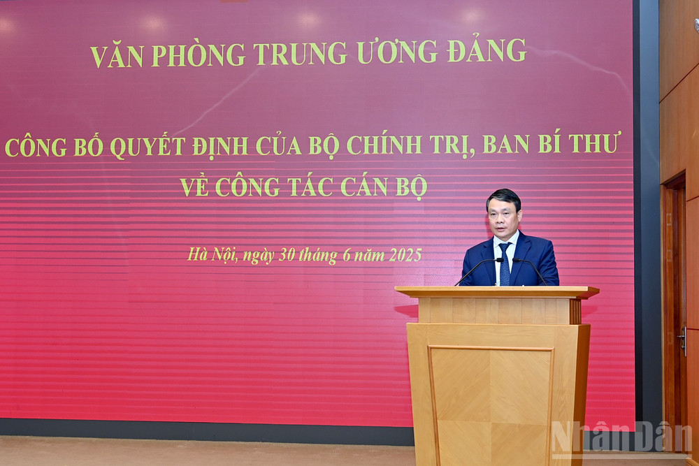Phó Chánh Văn phòng Trung ương Đảng Đặng Khánh Toàn phát biểu nhận nhiệm vụ. ndo_br_a5-bnd-1000.jpg