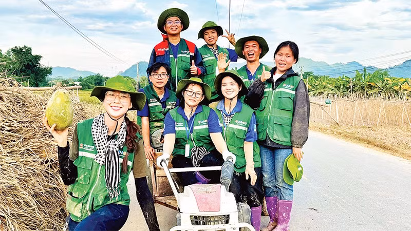 Hoa hậu Bảo Ngọc (ngoài cùng bên trái) dành nhiều thời gian và tâm huyết cho các dự án liên quan đến khí hậu.