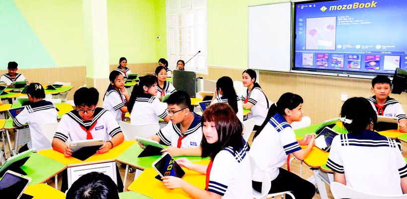 “Phòng học chuyển đổi số” của Trường THCS Chu Văn An (phường Gia Viên, Hải Phòng).