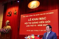 Đồng chí Nguyễn Xuân Thắng phát biểu khai mạc Hội thi giảng viên giỏi cấp Học viện lần thứ VI năm 2025 của Học viện Chính trị quốc gia Hồ Chí Minh. 