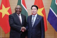 Chủ tịch nước Lương Cường và Tổng thống Cộng hòa Nam Phi Cyril Ramaphosa. (Ảnh: TTXVN)
