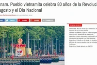 Ảnh chụp màn hình bài báo về Lễ diễu binh, diễu hành kỷ niệm 80 năm Cách mạng Tháng Tám thành công và Quốc khánh Việt Nam. (Ảnh: Phóng viên TTXVN tại Argentina) 