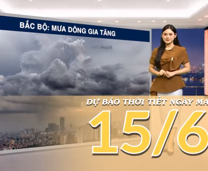 [Video] Dự báo thời tiết đêm nay và ngày mai ngày 15/6/2026: Mưa dông diện rộng tại Bắc Bộ, Trung Bộ khô nóng kéo dài