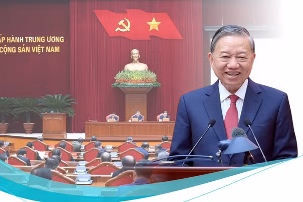 Tổng Bí thư Tô Lâm phát biểu tại cuộc gặp mặt thành viên các Tiểu ban chuẩn bị Đại hội XIV của Đảng và Ban Chỉ đạo tổng kết 40 năm đổi mới. (Ảnh ĐĂNG KHOA)