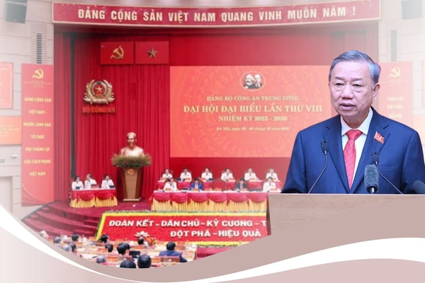 Tổng Bí thư Tô Lâm phát biểu chỉ đạo Đại hội đại biểu Đảng bộ Công an Trung ương lần thứ VIII, nhiệm kỳ 2025-2030. (Ảnh: ĐĂNG KHOA)