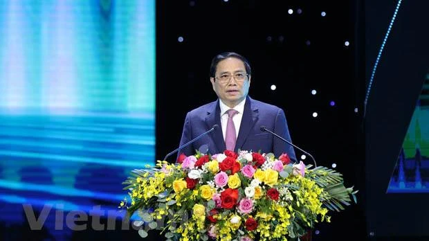 Thủ tướng Phạm Minh Chính phát biểu tại buổi lễ. (Ảnh: Xuân Quảng/Vietnam+)