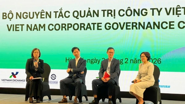 Ủy ban Chứng khoán Nhà nước phối hợp Tổ chức Tài chính Quốc tế (IFC) tổ chức Lễ công bố Bộ Nguyên tắc Quản trị Công ty Việt Nam. (Ảnh: Quỳnh Trang)