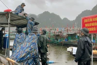 Cán bộ, chiến sĩ Lữ đoàn 170 tiến hành gia cố, chằng buộc mái tôn.