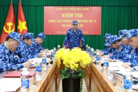 Thiếu tướng Lê Đình Cường, Tư lệnh Cảnh sát biển Việt Nam phát biểu tại buổi kiểm tra.