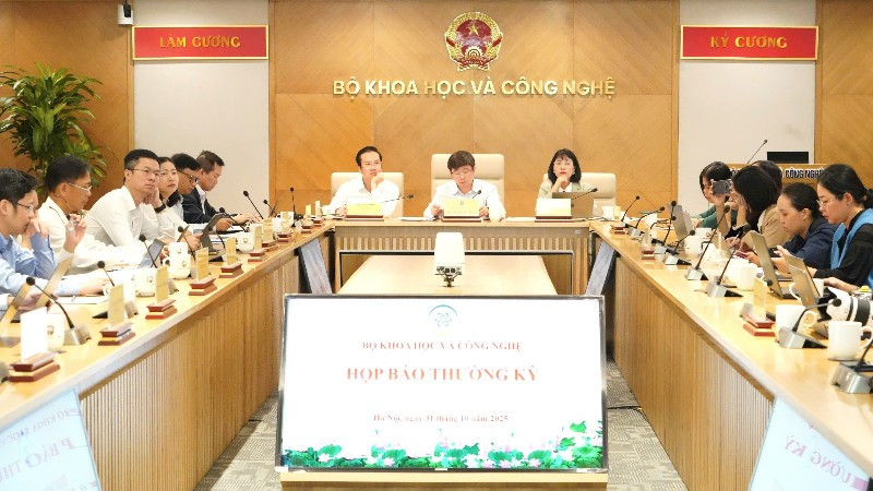 Bộ Khoa học và Công nghệ họp báo thường kỳ tháng 10 năm 2025 tại Hà Nội.