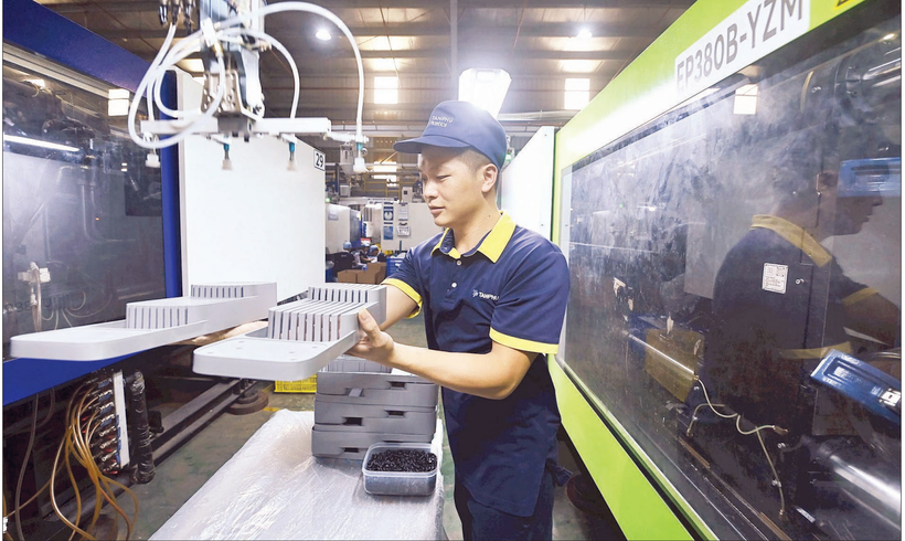 Sản xuất sản phẩm đồ nhựa xuất khẩu tại nhà máy của Công ty cổ phần Nhựa Tân Phú. (Ảnh: ĐĂNG ANH)