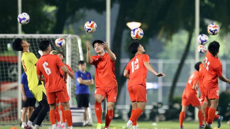 Đội U23 Việt Nam tập luyện tại Giải vô địch bóng đá U23 Đông Nam Á 2025. (Ảnh VFF)